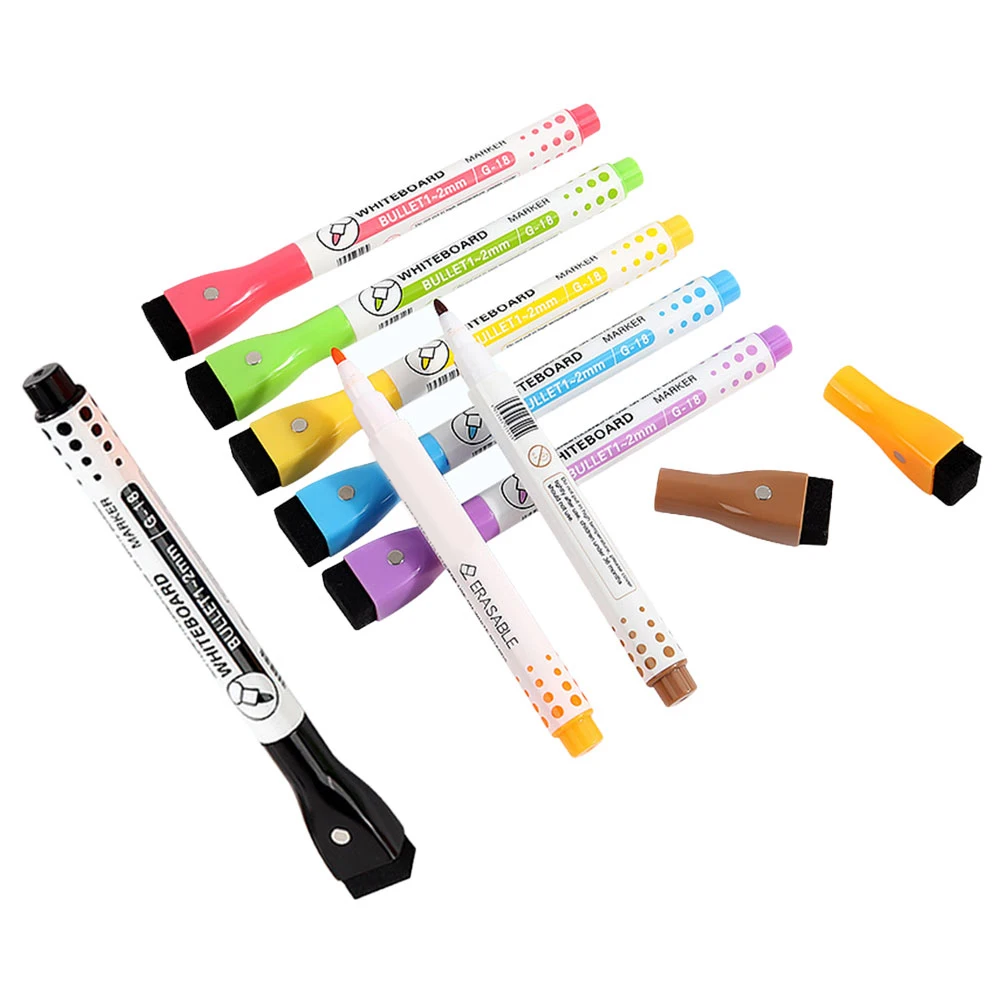 

8pcs Magnetic Whiteboard Pens Dry Erase Markers Colorful Fine Tip Erasable Portable For Office Classroom Writing Supply
