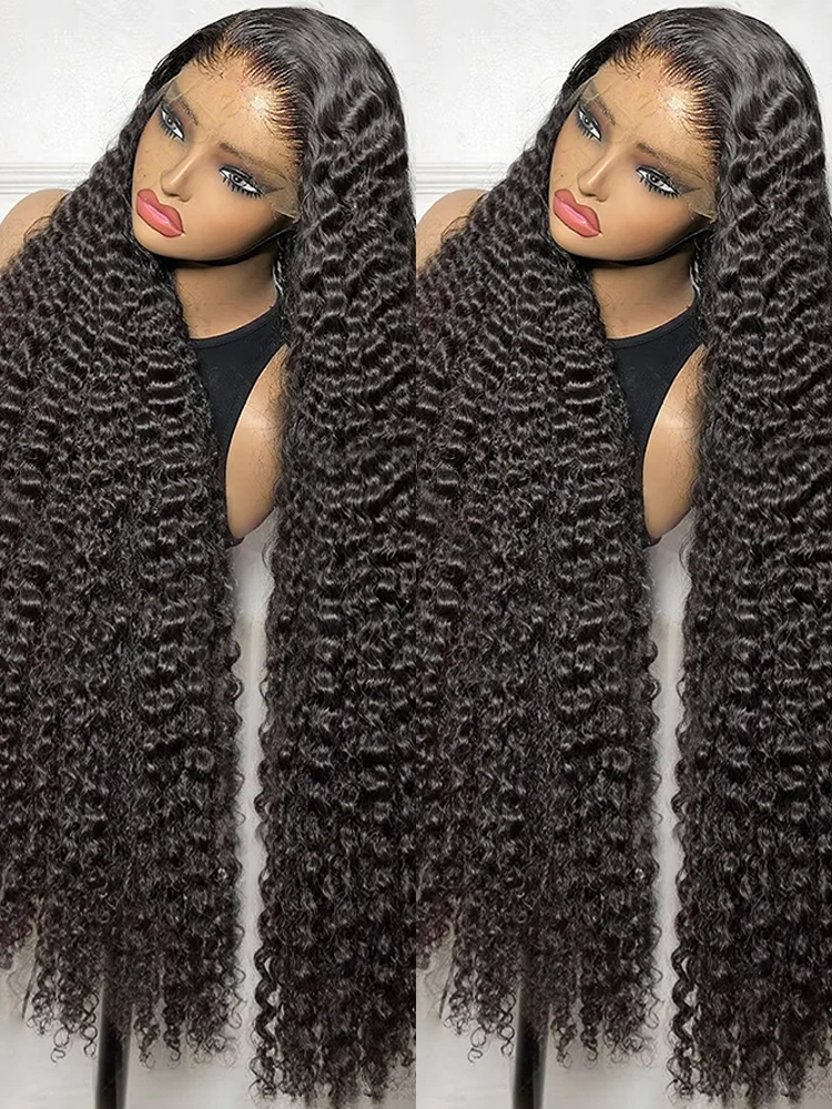 40 46 Polegada perucas encaracoladas de água cabelo humano 13x6 hd laço frontal onda profunda perucas 300% densidade 7x5 perucas de cabelo humano sem cola para mulher