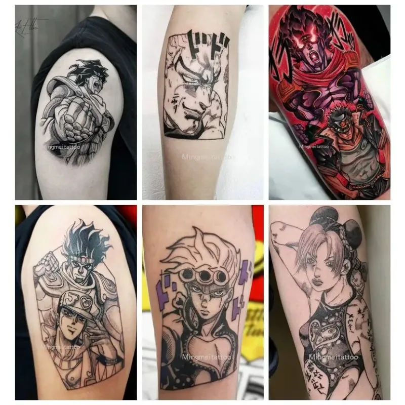 

Аниме JoJo's Bizarre Adventure Stone Ocean временные татуировки мультфильм JOLYNE Jotaro водостойкая поддельная татуировка наклейка боди-арт наклейка
