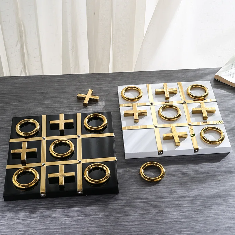 Metal Handicraft Ornaments Golden Chess Chessboard Stereoscopic Sculpture Decorative Figurines Home Decoration Accessories