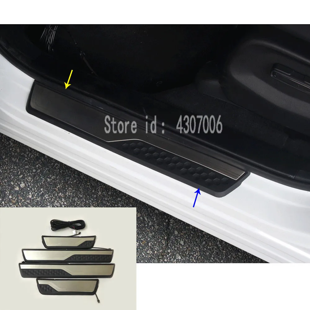 

For Honda CRV CR-V 2017 2018 2019 2020 2021 Plastic&Stainless Steel Door Strip Scuff Plate Frame Outside External LED Threshold