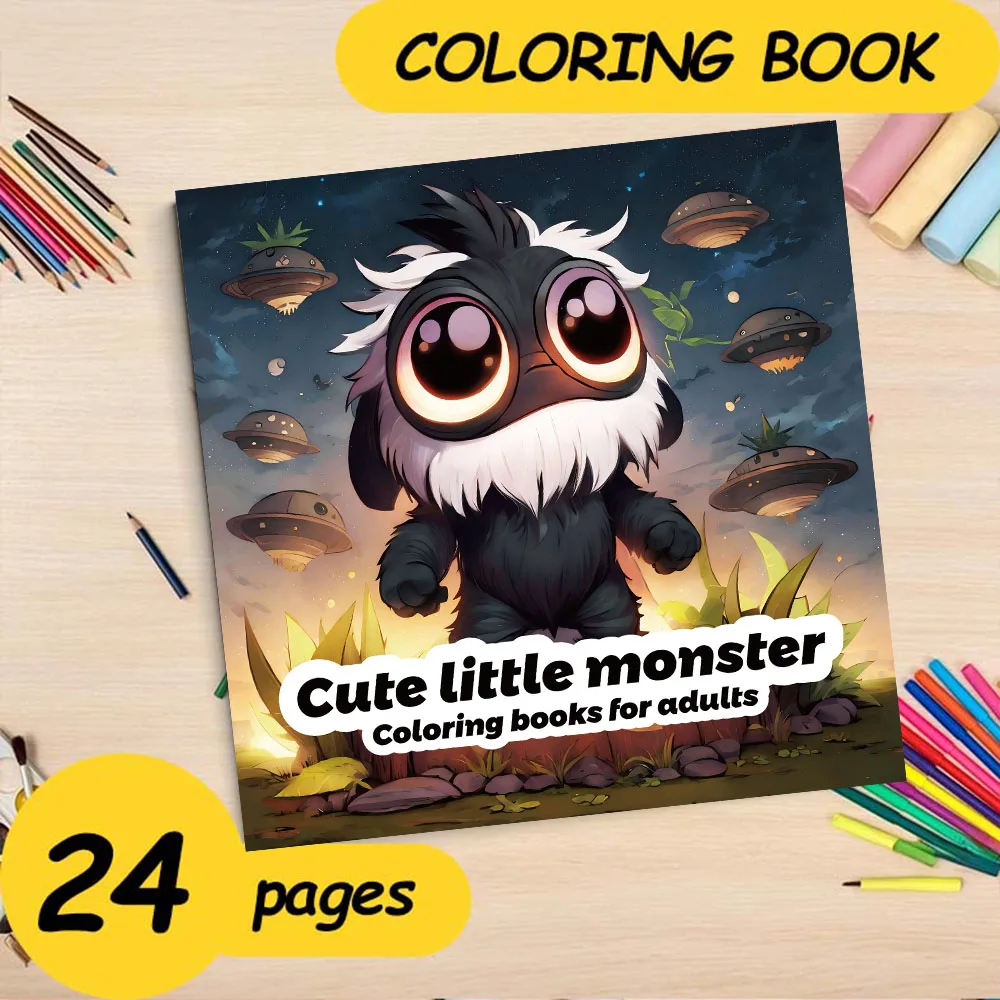 Adults with Simple Decompression Cute Doodle Little Monster Coloring Book Perfect Gift for Parties and Birthdays ﻿