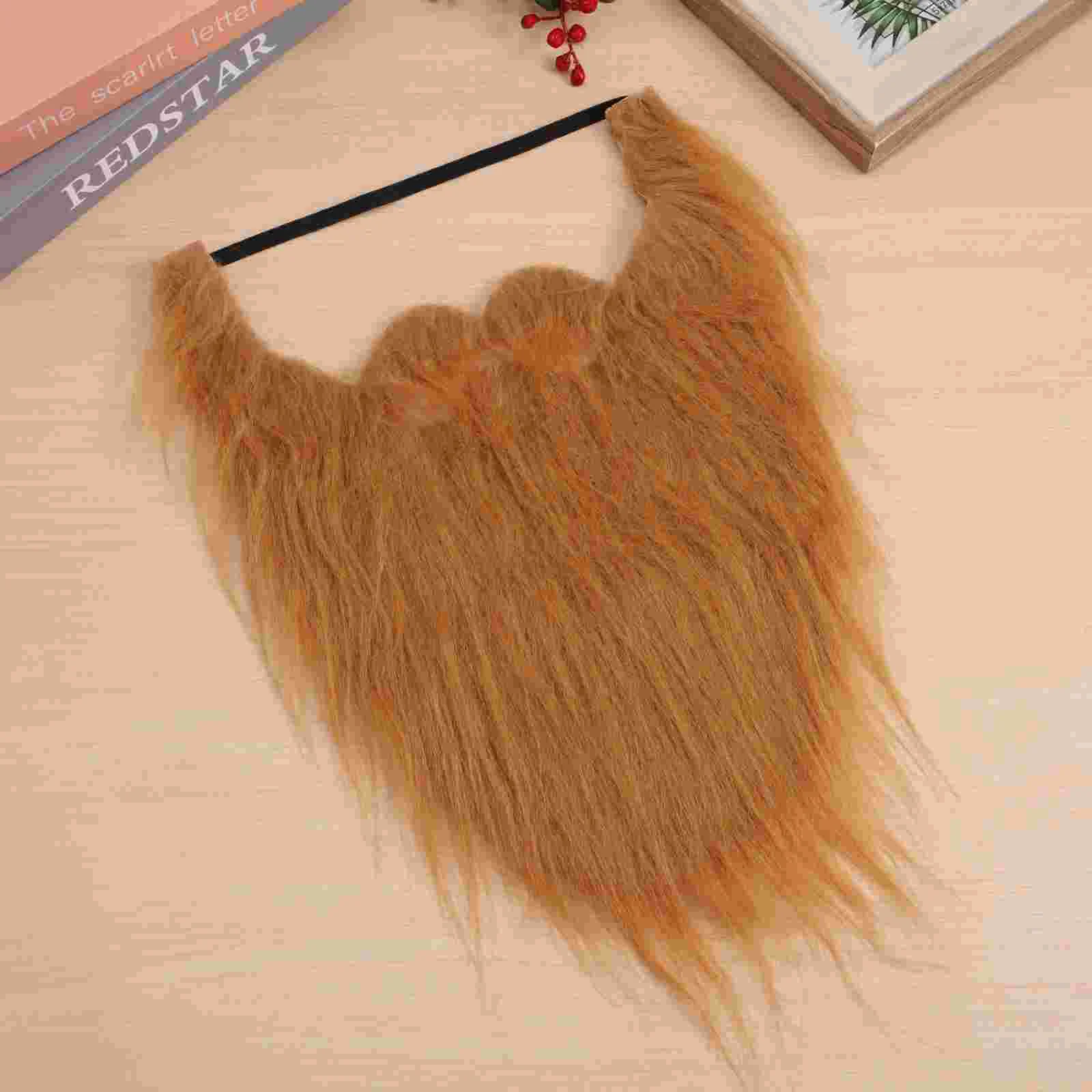 2 pezzi Halloween capelli lunghi barba finta decorazioni per il viso marrone ballo di fine anno in maschera forniture per feste baffi di lana maschera bambino