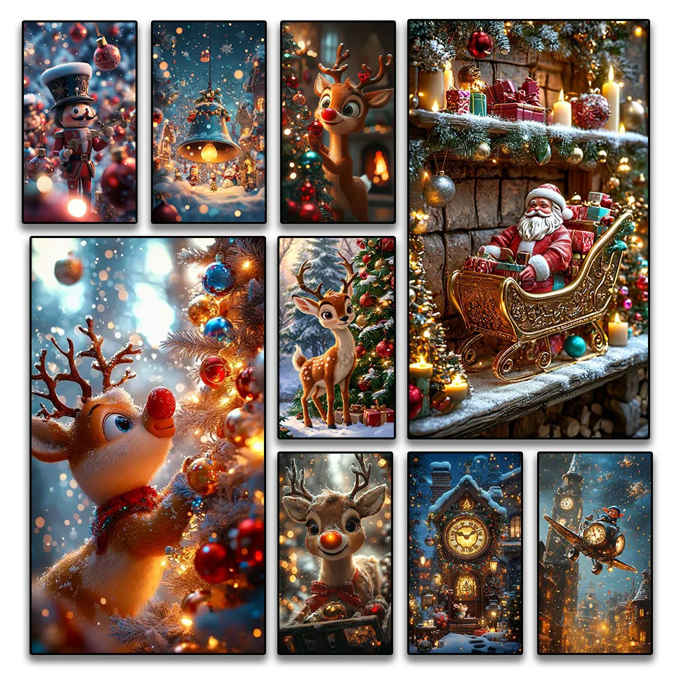 

Рождественский комплект алмазной живописи, новинка 2025 года, 5D DIY Алмазная мозаика, квадратный круглый горный хрусталь, ручная работа, вышивка крестиком, акриловый домашний декор