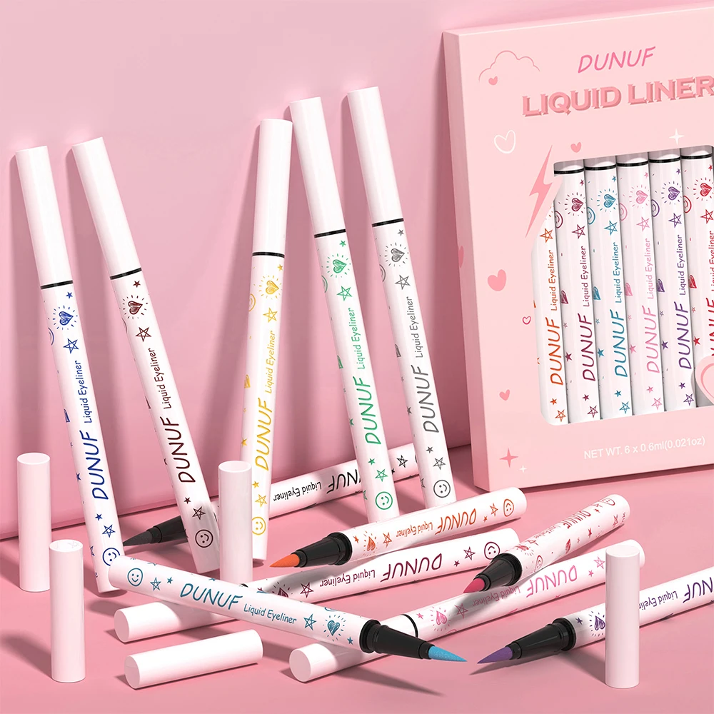 Dunuf-delineador líquido cor de água, duradouro, impermeável, 6 conjuntos