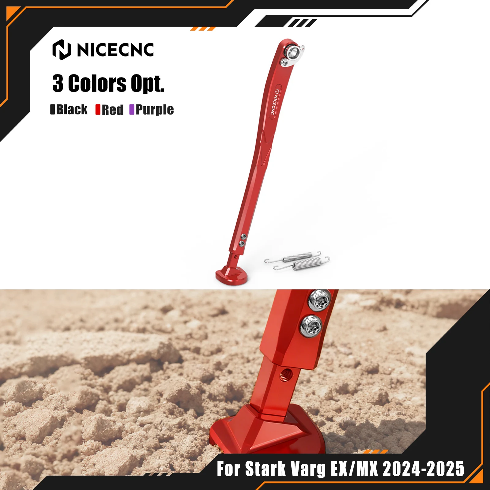 

NICECNC For Stark Varg EX 2024-2025 5-Level Adjustable Kickstand Side Stand Aluminium For Stark Varg MX Electric Dirt Bike