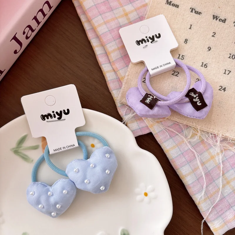 

Sweet Candy Color Heart Ponytail Holders Elastic Hair Ties Set Cute Bubble Bun Bands for Women Girls Kids Soft Daily Gift