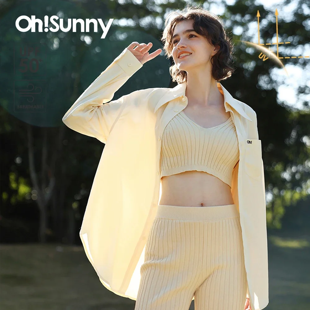 

OhSunny Women Oversize Shirts Sun Protection Long Sleeve Blouse UPF50+ Anti-UV Breathable Outdoor Tops New for Beach Travel