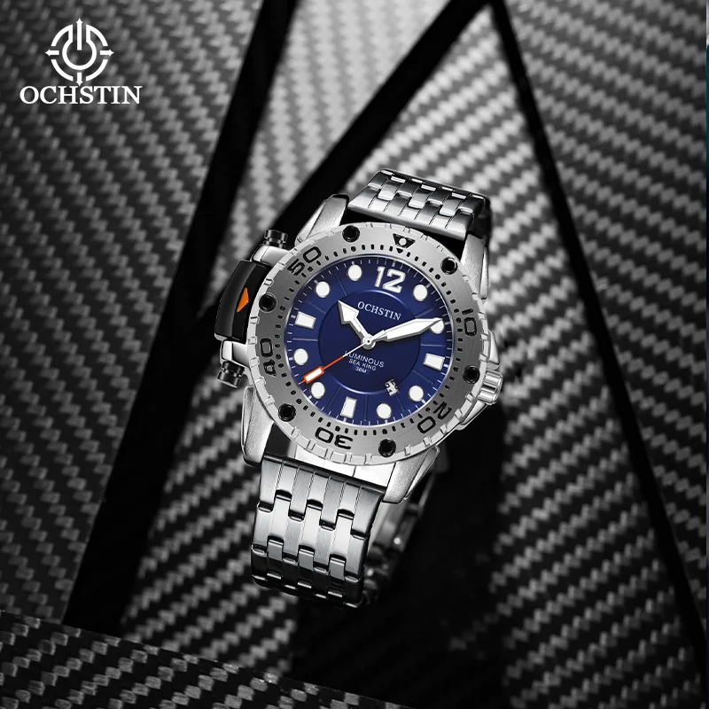 OCHSTIN Navigator Men Quartz Watch Stainless Steel Band Scratch Resistant Hardened Mineral Glass Clock Luxury Gentleman Clock