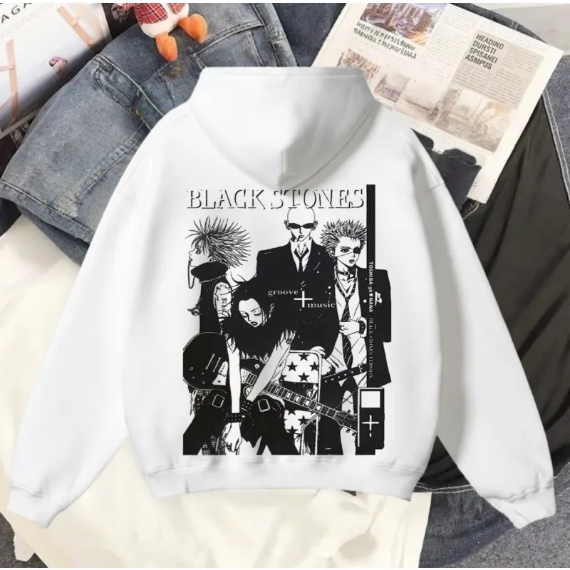 

Black Stone Anime Men's and Women's Cotton Horror Pattern Hoodie Loose Warm Sports Shirt Long Sleeve Fleece Casual Pullover