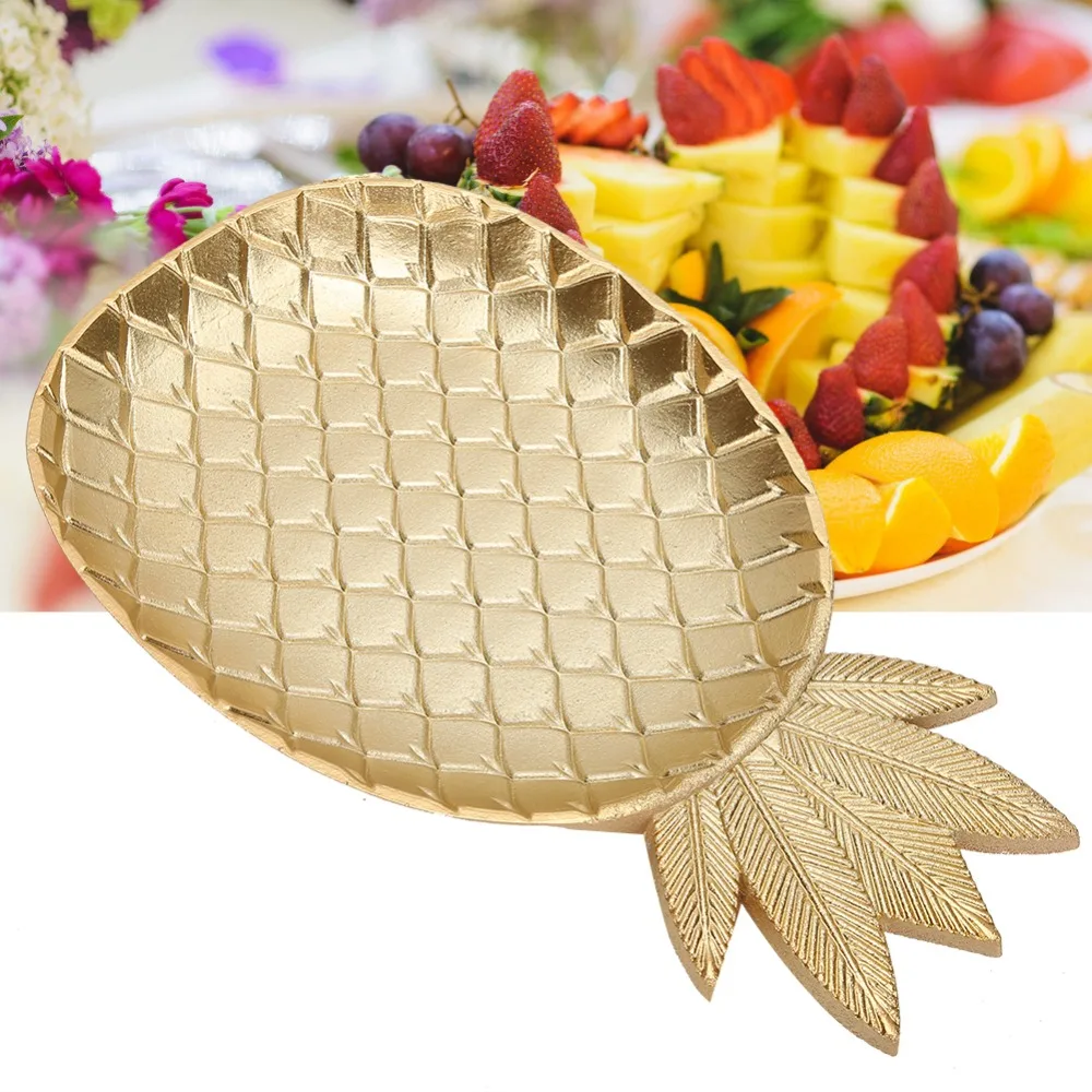 

Gold Color Pineapple Serving Tray Pineapple/leaf Shape Resin Material Nuts Snacks Tray Fruit Serving Plate Restaurant Use