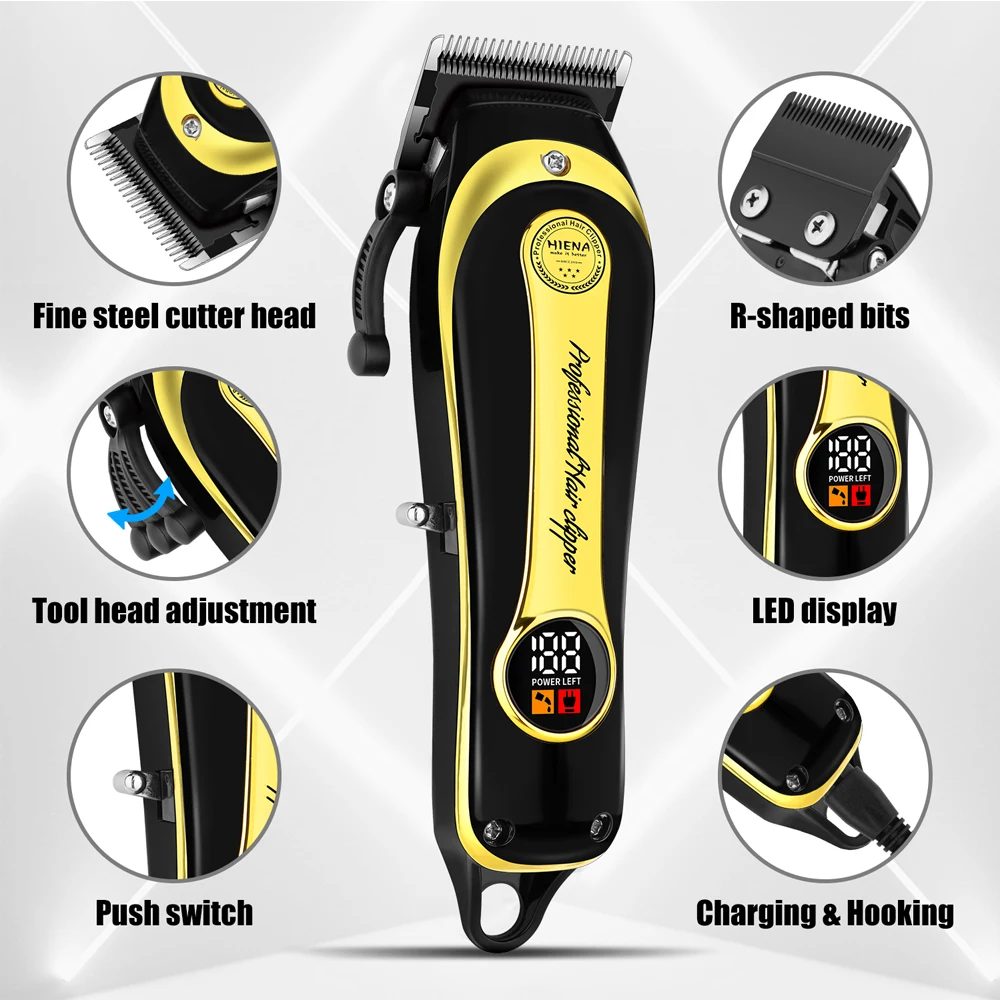 Машинка для стрижки волос Золотая беспроводная домашняя стрижка, набор из двух предметов, профессиональная электрическая машинка для стрижки волос, перезаряжаемый триммер для мужчин