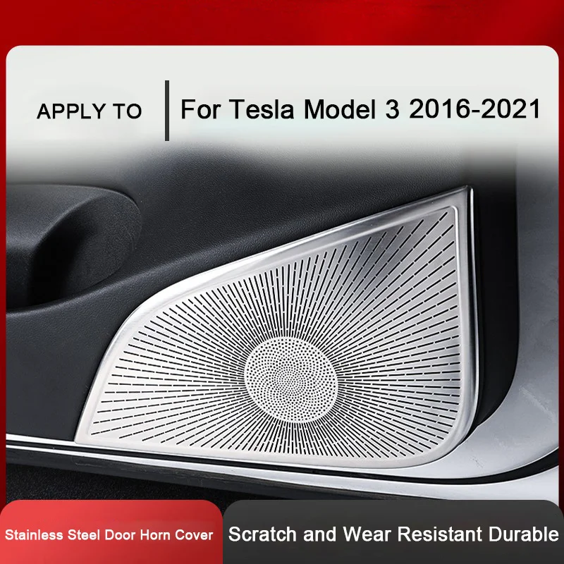 

For Tesla Model 3 2016 2017 2018 2019 2020 2021, Car A-Pillar Horn Cover Front Rear Door Speaker Audio Protective Panel Trim Lid