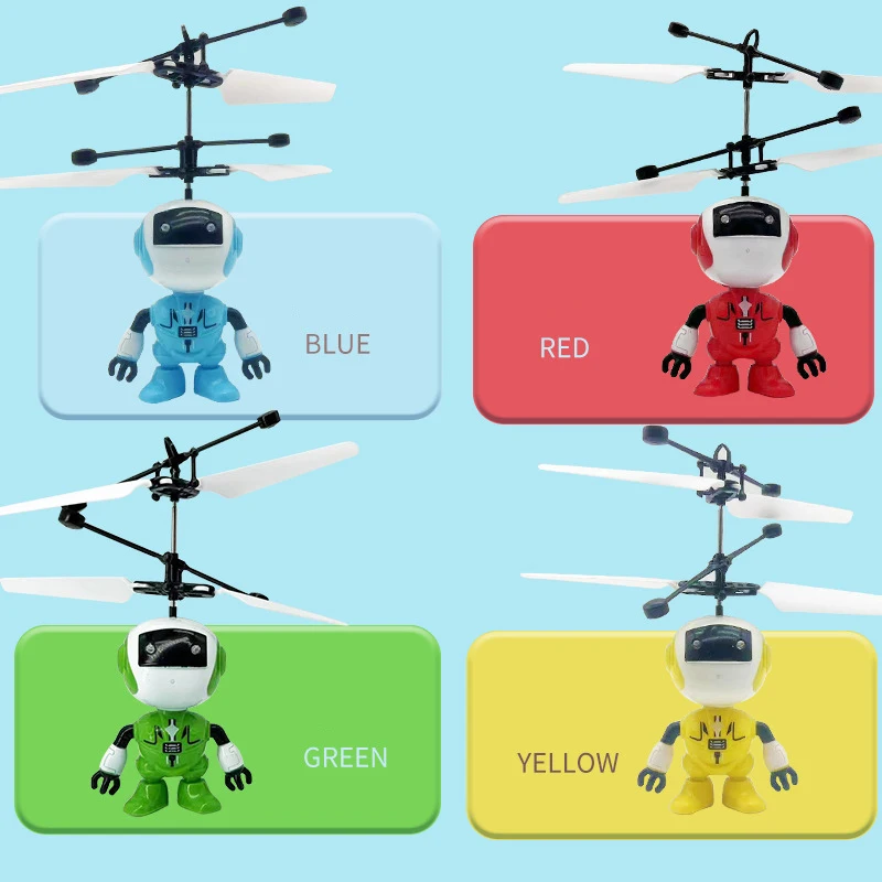 Creative Mini Induction Flying Robot Helicopter Drone USB Charging Induction Robot Suspension Aircraft Child Gift Fidget Toy