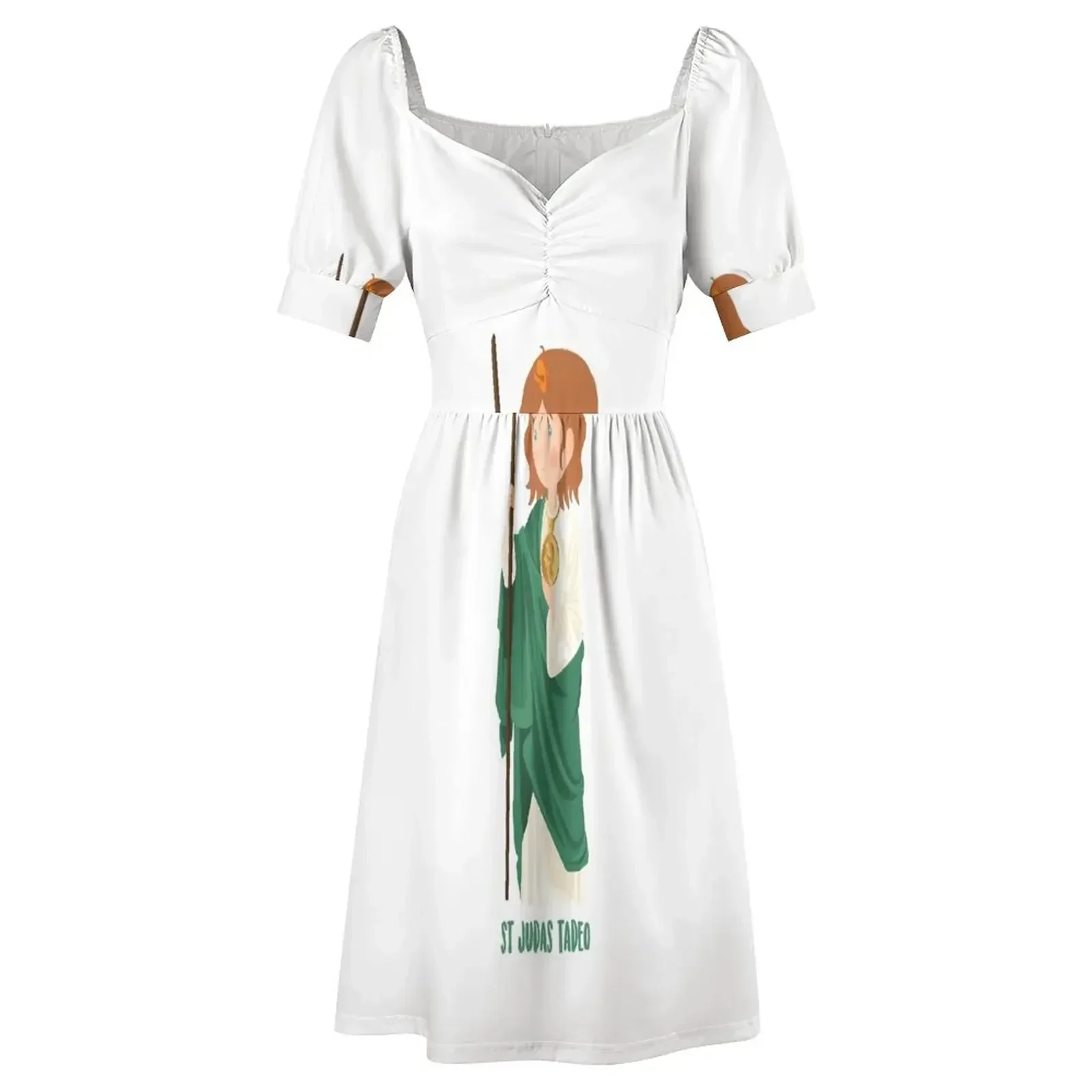 St Judas Tadeo 반팔 드레스 파티 드레스 여성 여성 의류 웨딩 드레스 여성을위한 섹시한 드레스