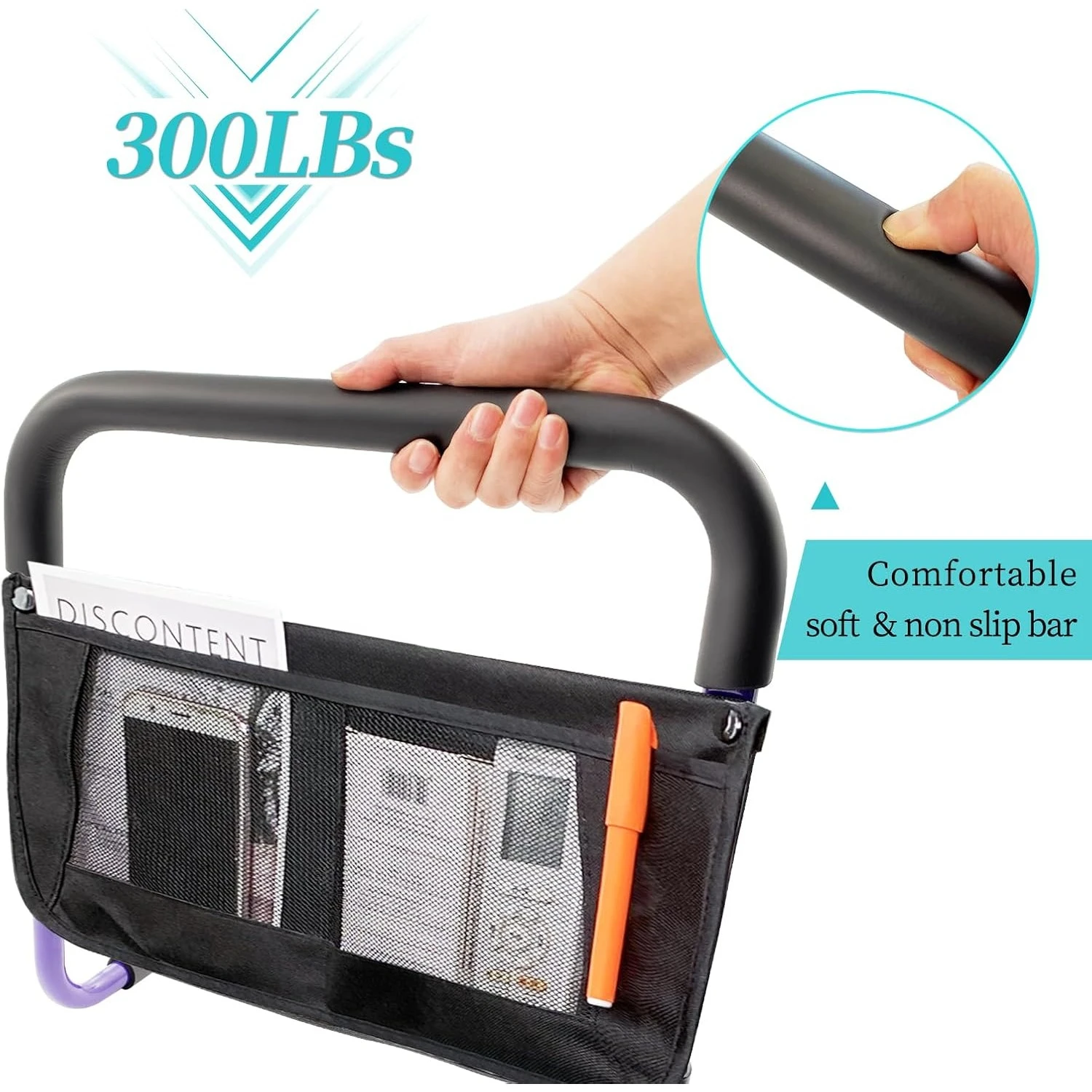 Bed Rails for Elderly Adults Safety with Adjustable Heights Storage Pocket Assist Support Side Railings for Seniors Citizens