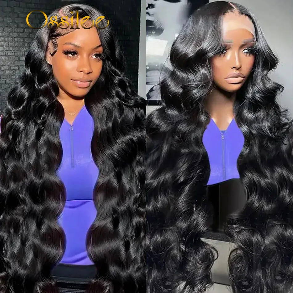 Ossilee-Brazilian Body Wave Perucas de Cabelo Humano para Mulheres, 13x6 HD Lace Frontal Wig, Pré Arrancado