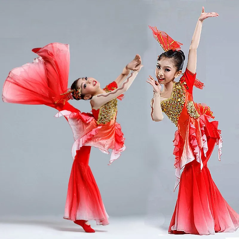 Dance costumes Girls Dai classical dance mermaid chirping fish jumping performance costumes