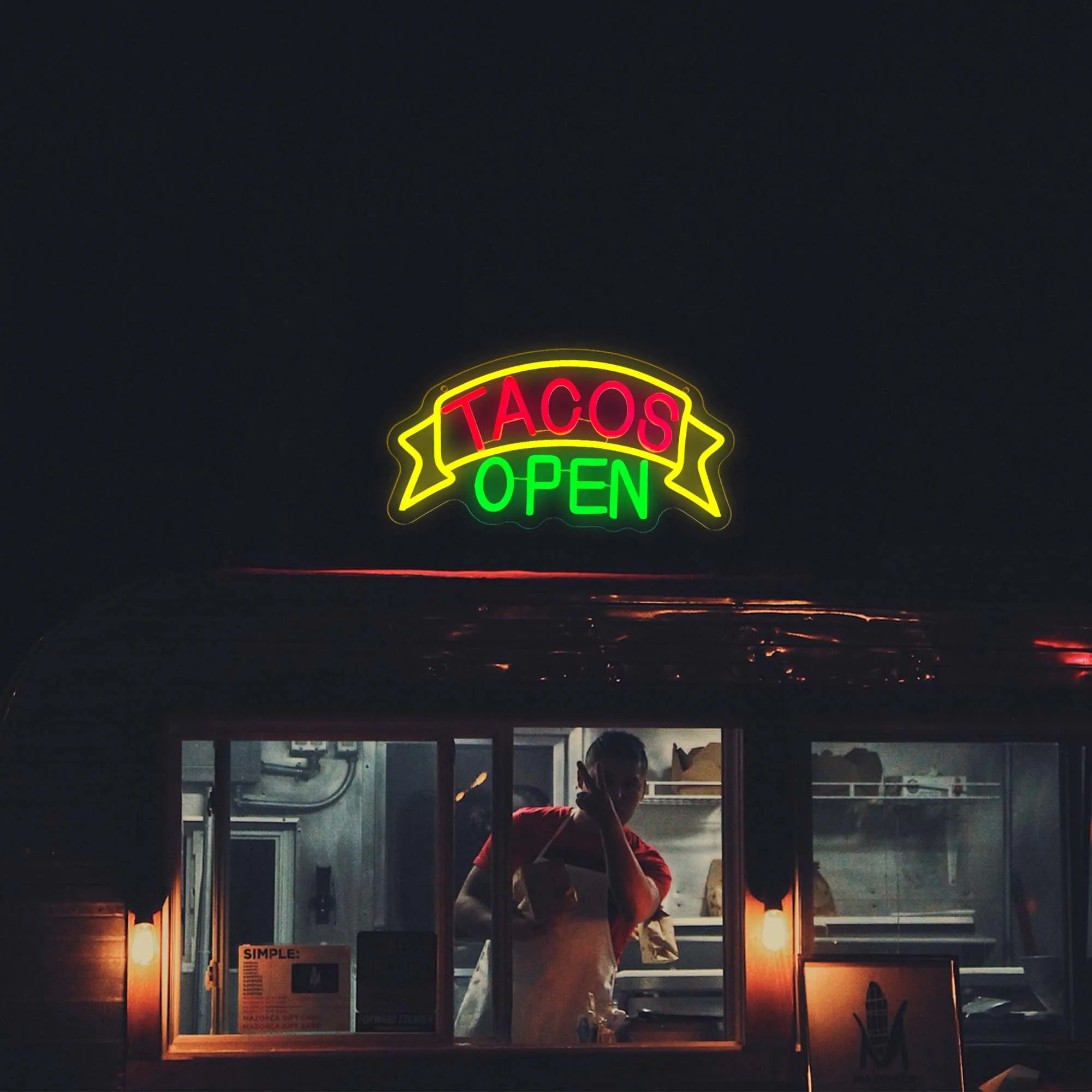 Imagem -06 - Tacos Open Neon Sign Light Restaurante Neon Led Sign Eating Room Decor Wall Neon Lights para Kitchen Bar Street Food Store