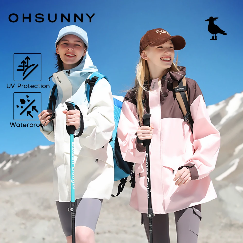 

OhSunny Waterproof Softshell Hiking Jacket for Women,Autumn Winter Outdoor Windproof Warm Trekking Climbing Coat Zipper Hoodies