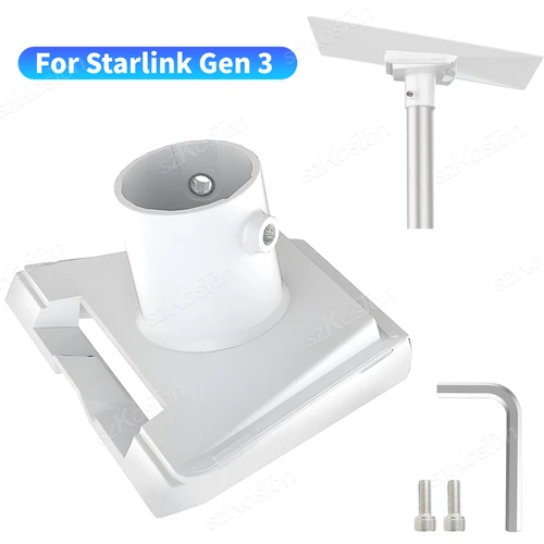 Imagen 1 del producto Adaptador de tubo para Starlink Gen 3, soporte de montaje en poste de techo, Kit de montaje redondo, accesorios para plato estándar Starlink Gen3 V3