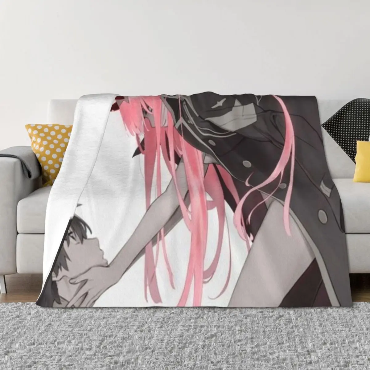 

Darling in the FranXX: Hiro and Zero Two Throw Blanket Personalized Gift Beautifuls Sofa Blankets