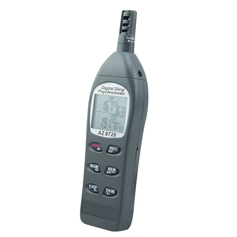 AZ8726 Digital Sling Psychrometer Dew Point Meter With Calibration Salt Shaker