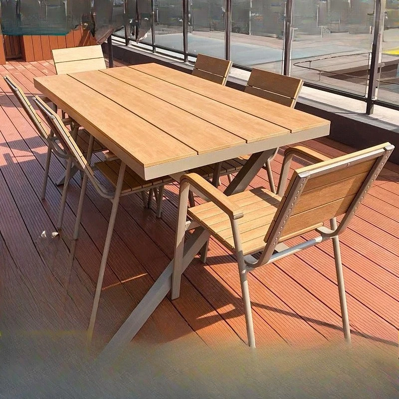 Outdoor tables and chairs plastic wood leisure outdoor anti-corrosion villa balcony open-air waterproof courtyard garden sun