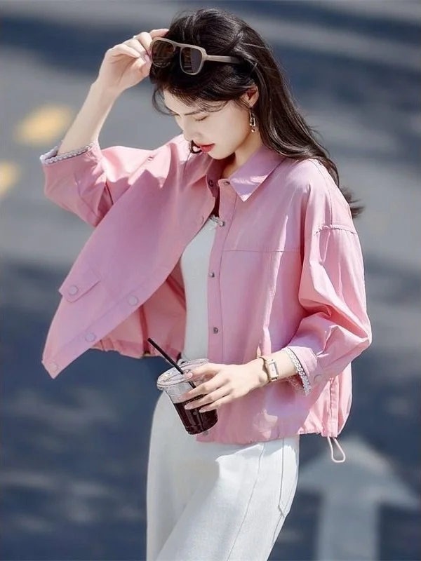 

Women's Loose Fit Short Collar Shirt Single Button Casual Outerwear Spring 2026 New Style Commute Style Polyester