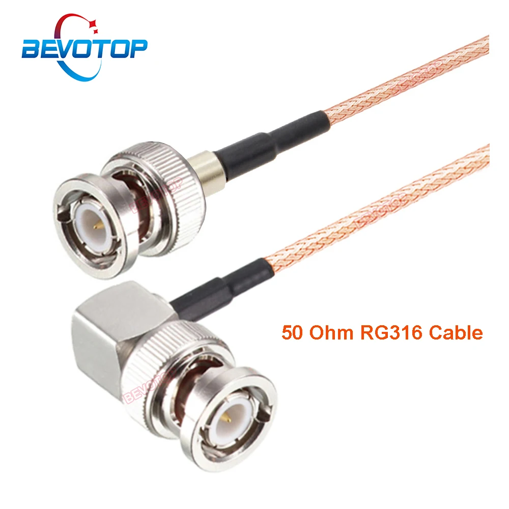 RG316 Cable 50 Ohm BNC Male to BNC Male Straight / Right Angle 90° Plug Connector Adapter Jumper RG-316 RF Coaxial Pigtail