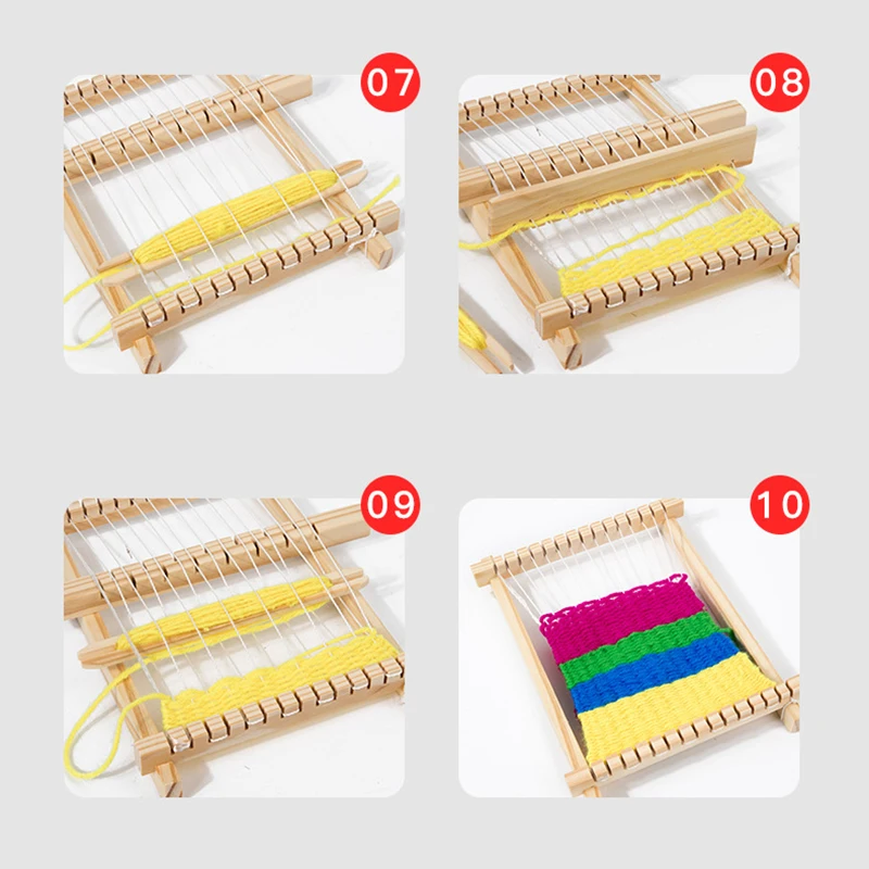 Wooden Loom Spinning Knitting Machine Weaving Loom Mini Handmade DIY Handcraft Traditional Weaving Toy Kids Educational Gifts