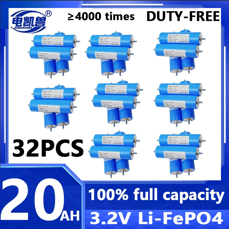 

32pcs Original 3.2V lifepo4 C40 20Ah battery Cells for diy 12v 24v 48V e-bike e-scooter power tools Battery pack