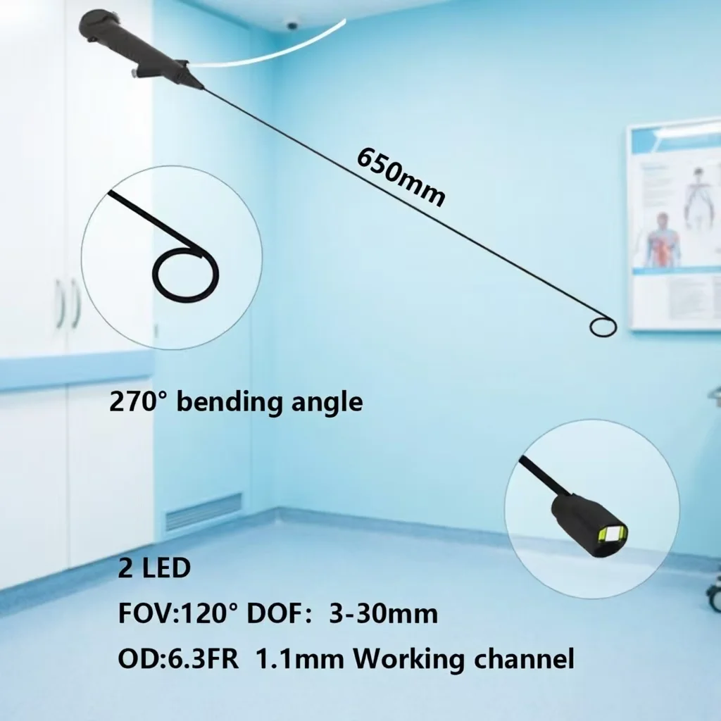 CRW 6.3FR OEM/ODM Disposable Digital Flexible Ureteroscope  with High-Resolution 400*400