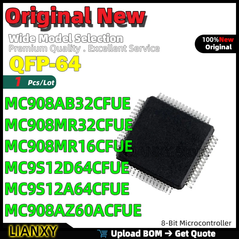 1pcs QFP-64 MC908AB32CFUE MC908MR32CFUE MC908MR16CFUE MC9S12D64CFUE MC9S12A64CFUE MC908AZ60ACFUE 8-Bit Microcontroller Brand New
