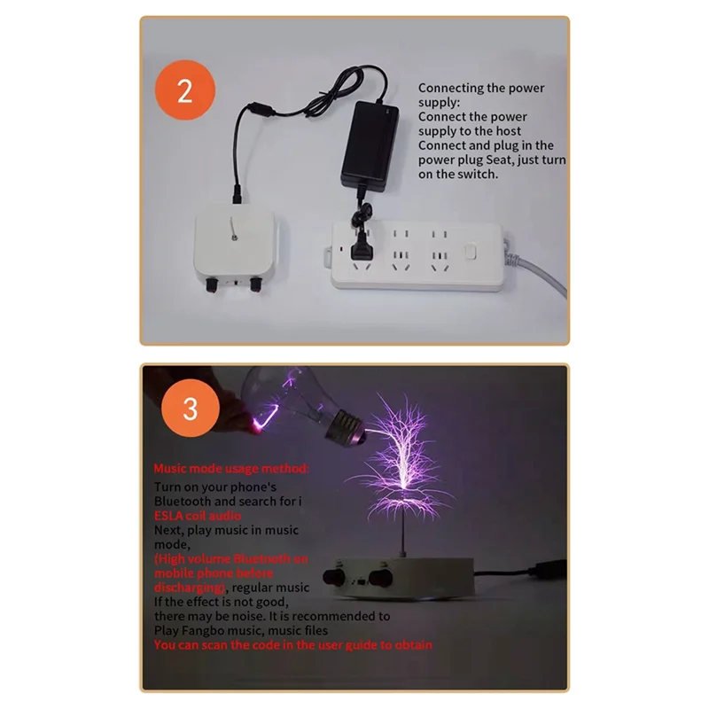 

A04G-ABS Music For Tesla Coil Music Box Artificial Lightning-Pattern Touchable Audio Input Bluetooth Science Experiment US-Plug