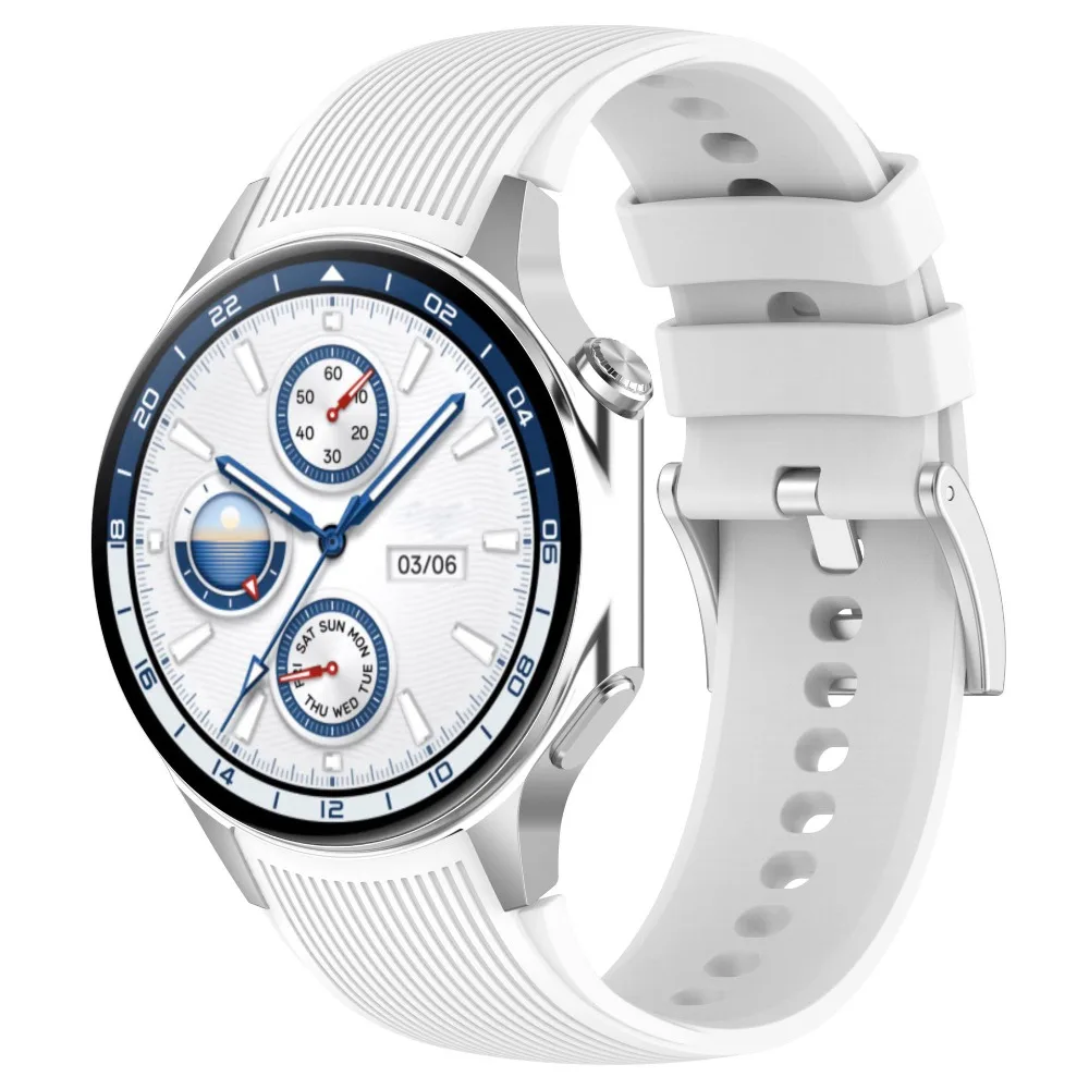 New Silicone Watch Strap Replacement Breathable Bracelet Needle Buckle Stripe Pattern Watchband for Oppo Watch X/Oneplus Watch2