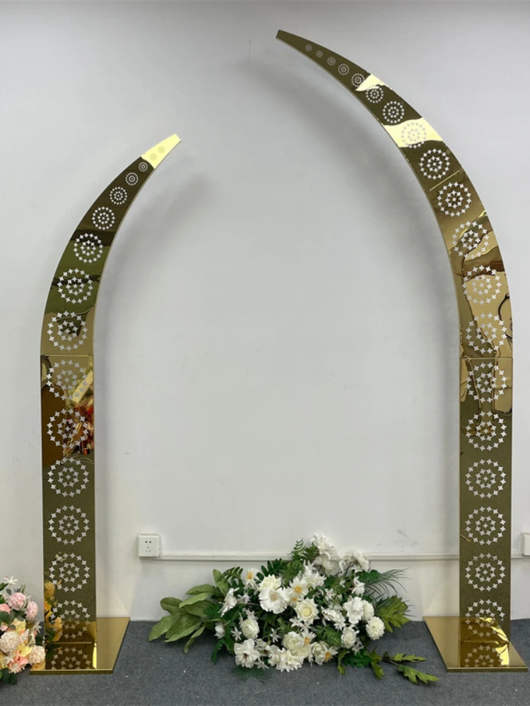 

2PCS Wedding Party Gate Welcome Door Frame Flower Arch Stage Backdrops Decoration Stainless Steel Arches Outdoor Screen Props