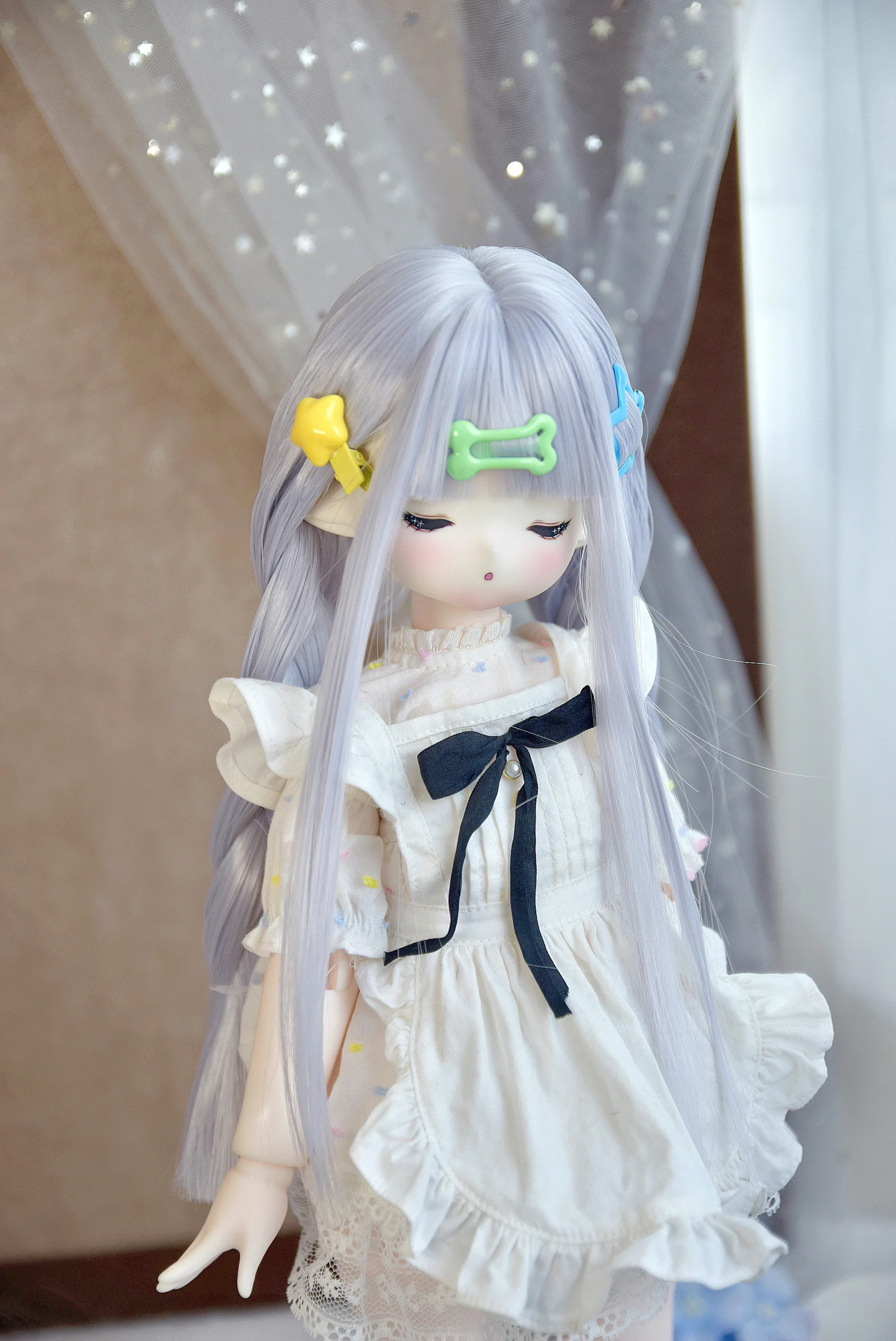 D09-P324 children handmade toy 1/6 1/4 1/3 MSD MDD bjd wig blue Double ponytail Fried Dough Twists braid 1pcs