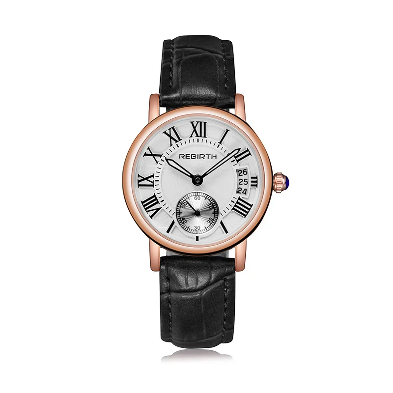 

REBIRTH 2012, женские кварцевые часы в стиле ретро, простые водонепроницаемые круглые наручные часы с маленьким циферблатом, модный кожаный ремешок