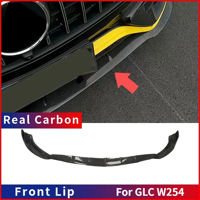 

For Mercedes Benz GLC W254 Real Dry Carbon Fiber Exterior Front Bumper Lip Trim Decoration Modification Body Kit Accessories