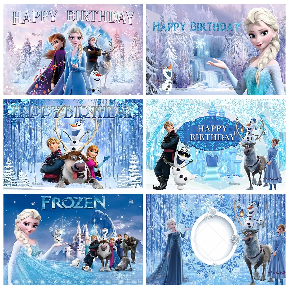 

Disney Frozen Elsa Anna Princess Backdrop Custom Girls Birthday Party Decoration Banner Ice Snow Castle Photography Backgrounds