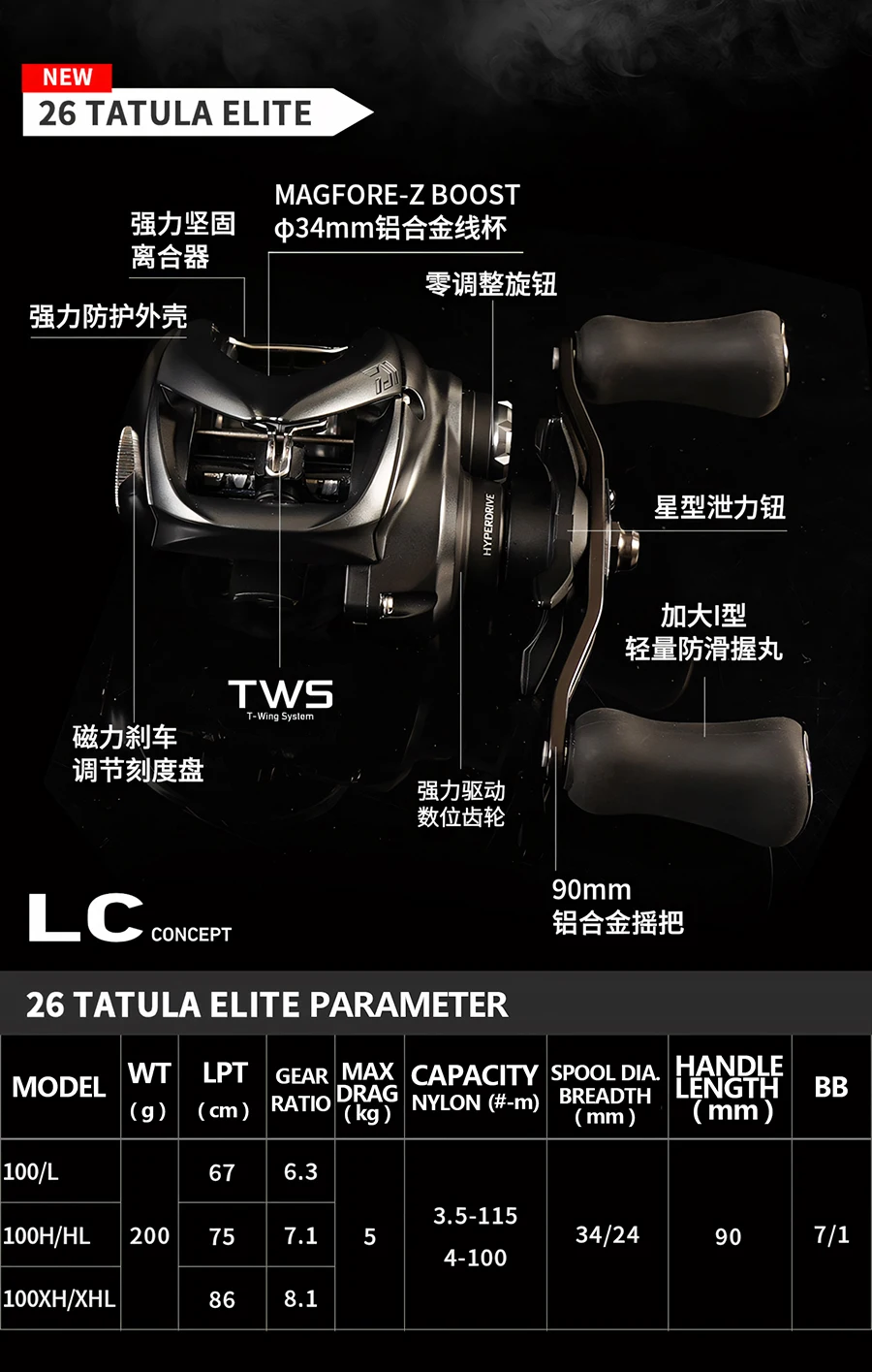2026 DAIWA TATULA ELITE-ELITE P/F Baitcast-Angelrolle 7+1BB Maximale Bremskraft 6Kg Übersetzungsverhältnis 8,1:1 Salzwasserrollen – Detail 2