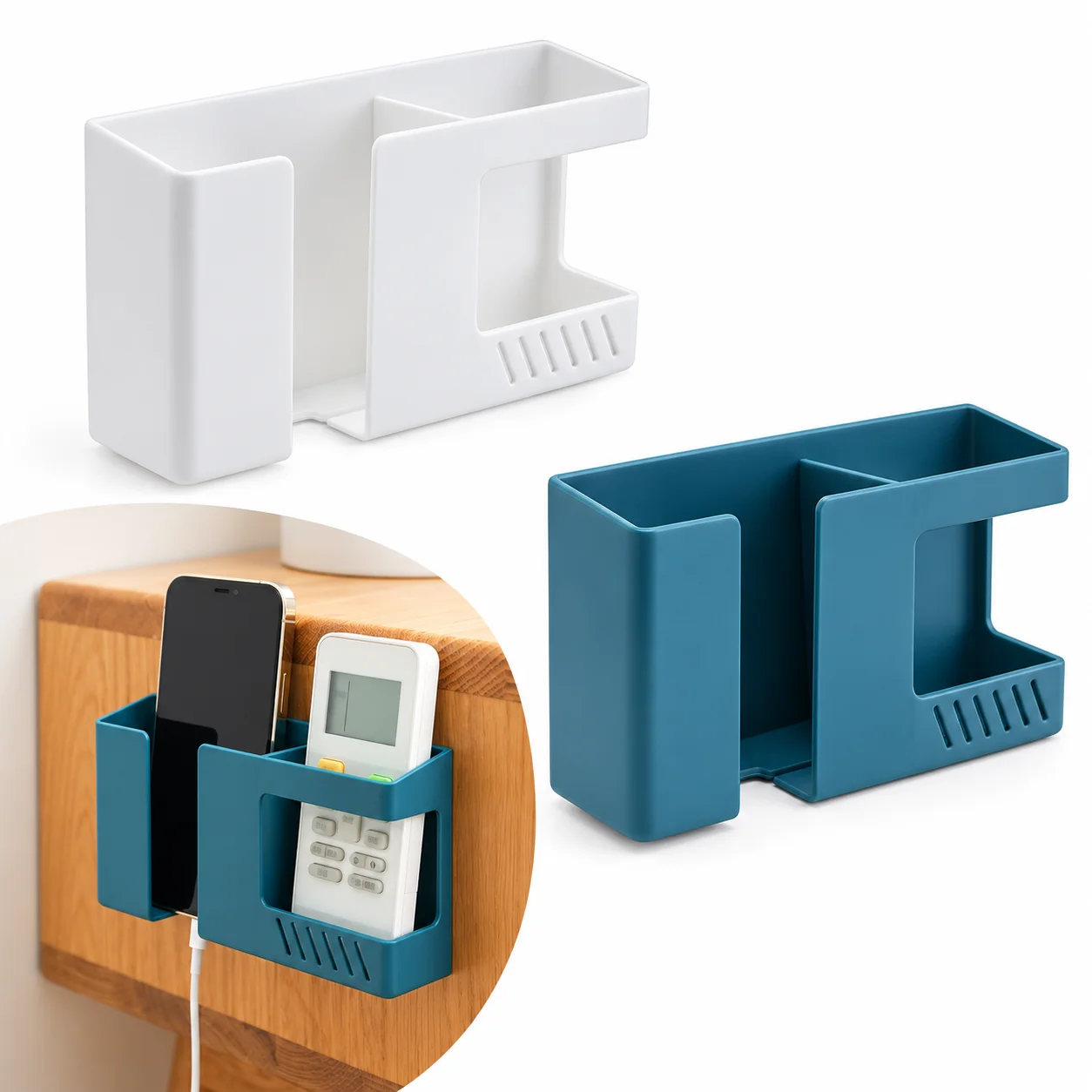 Wall-mounted Remote Control Storage Box Mobile Phone Charging Stand Bracket Easy To Install Multifunctional Storage Box