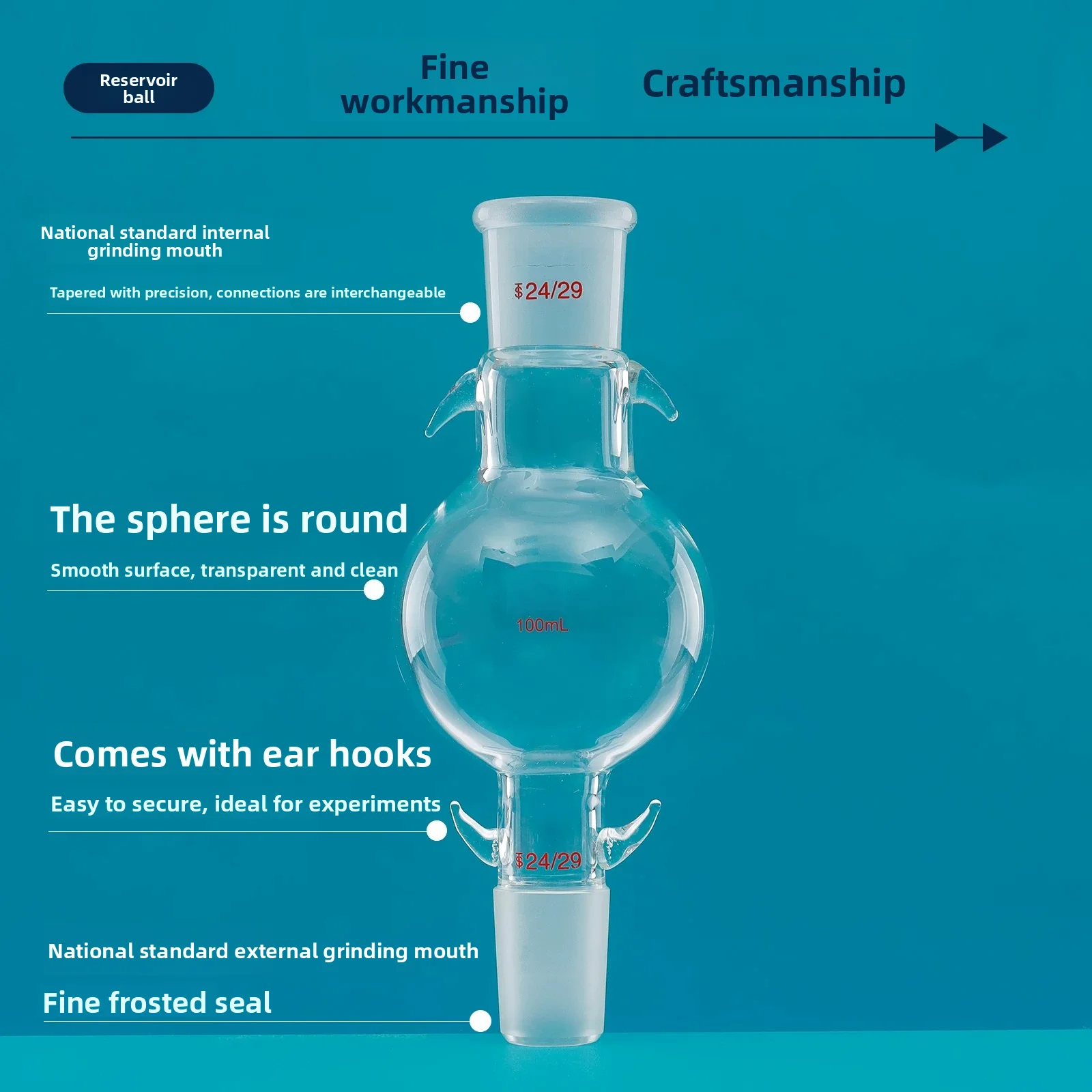 A27 Solvent Storage Bulb – 50-5000ml Borosilicate Glass Reservoir for Chromatography Columns with Hooks & Elastic Band