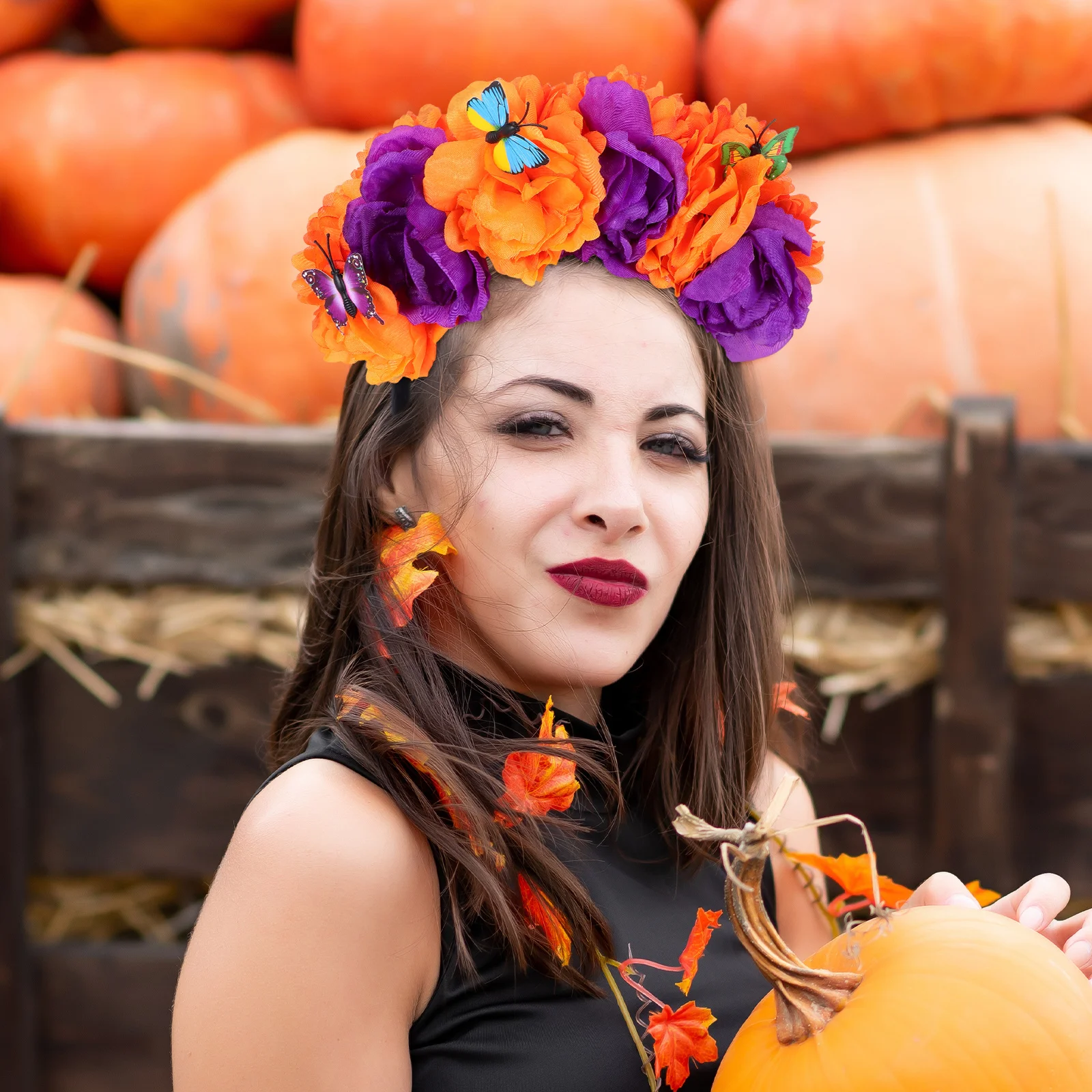 

Colorful Mexican Flowers Headband Day of Dead Headpiece Festival Costume Rose Hairhoop Halloween Floral Crown Accessory