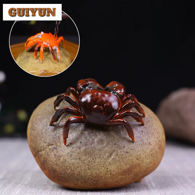 

Yixing Zisha Color-changing Wealth Stone Crab Tea Pet Vintage Flowerpot Landscaping Tea Figurine Play Toys Tea Statue Ornaments