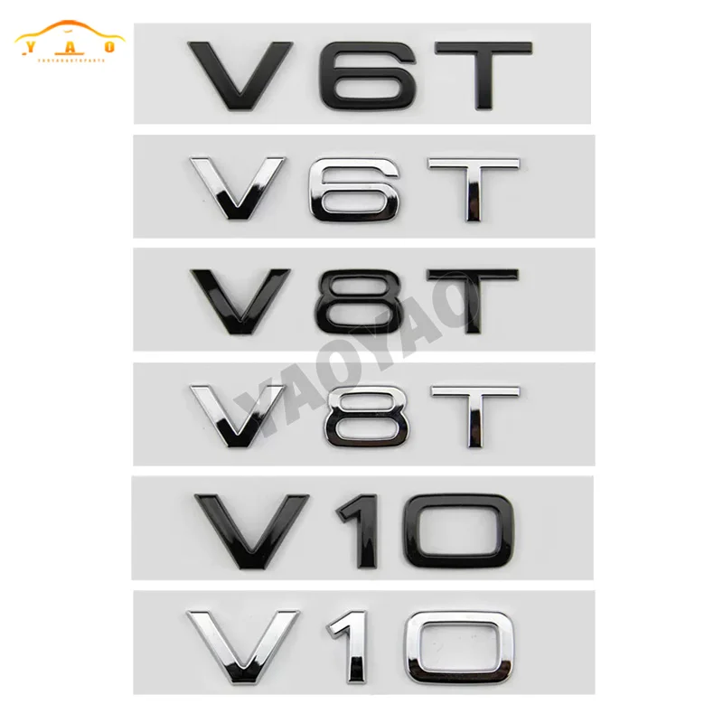 

Car Styling V6T V8T V10 3D Car Logo Sticker Emblem Auto Badge Decal For Audi A4L A6L Q5 Q3