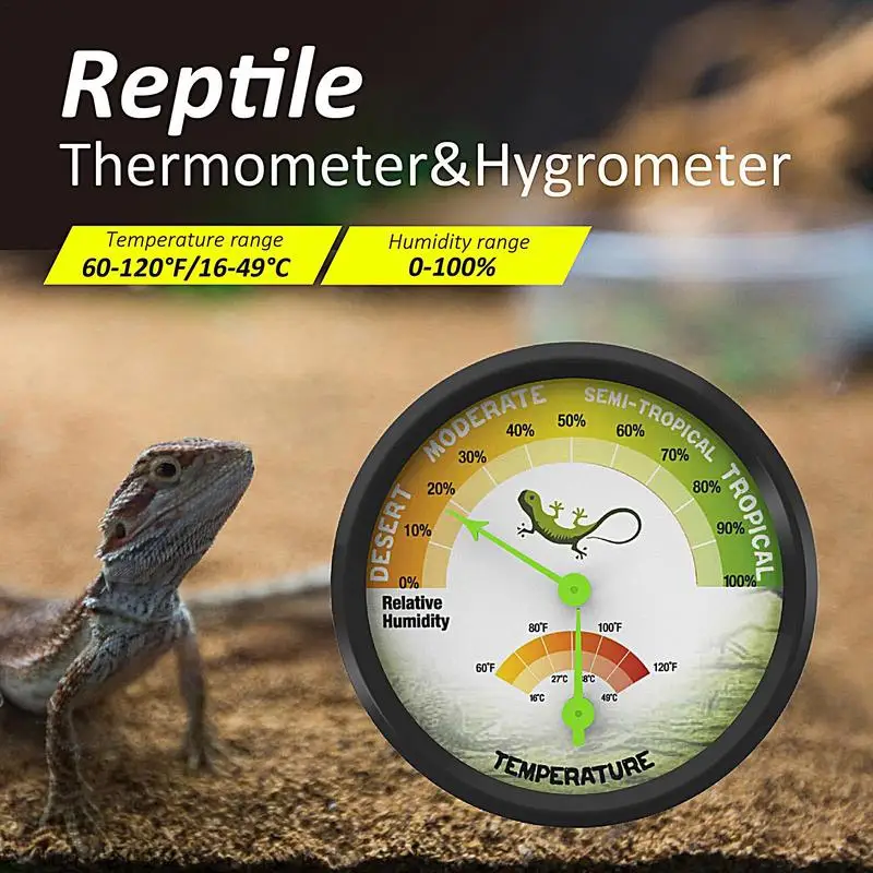 Round Hygrometer for Reptile Humidity Meter Room Thermo Meter Disc Crawler Aluminum Alloy Panel Pointer Hygrometer Thermo Meter