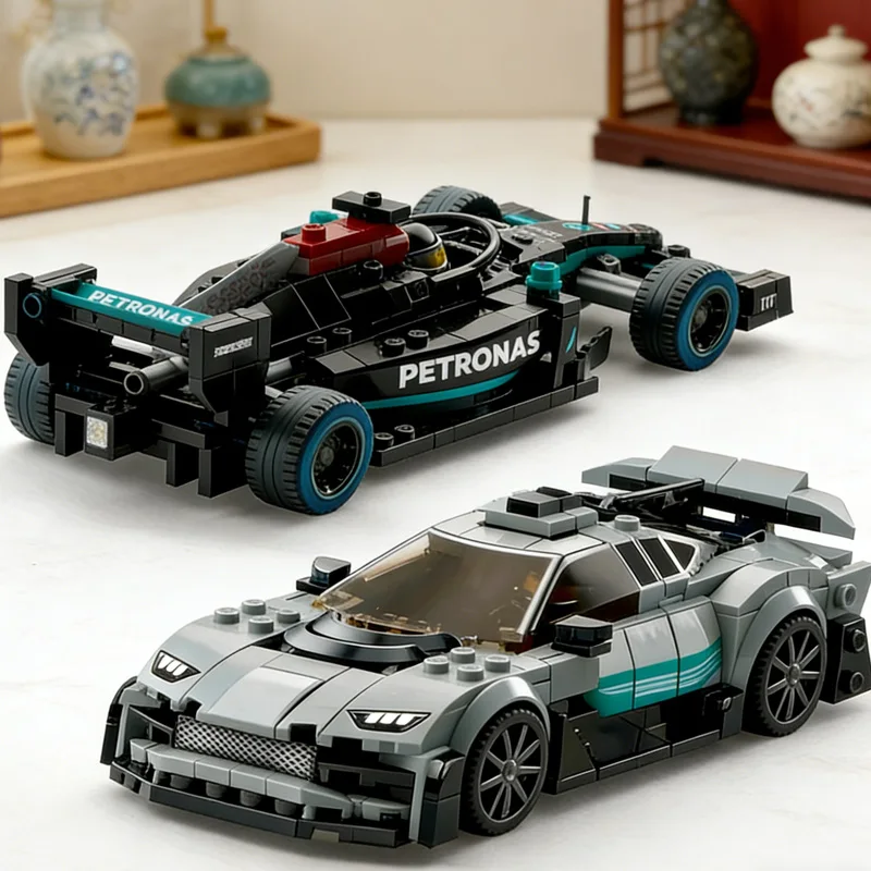 ディズニー-インスタント-76909-メルセデス・ベンツ-f1-スポーツカー-コレクターズエディション-組み立ておもちゃセット-趣味の愛好家向け-パーティーギフト-オフィスディスプレイ用
