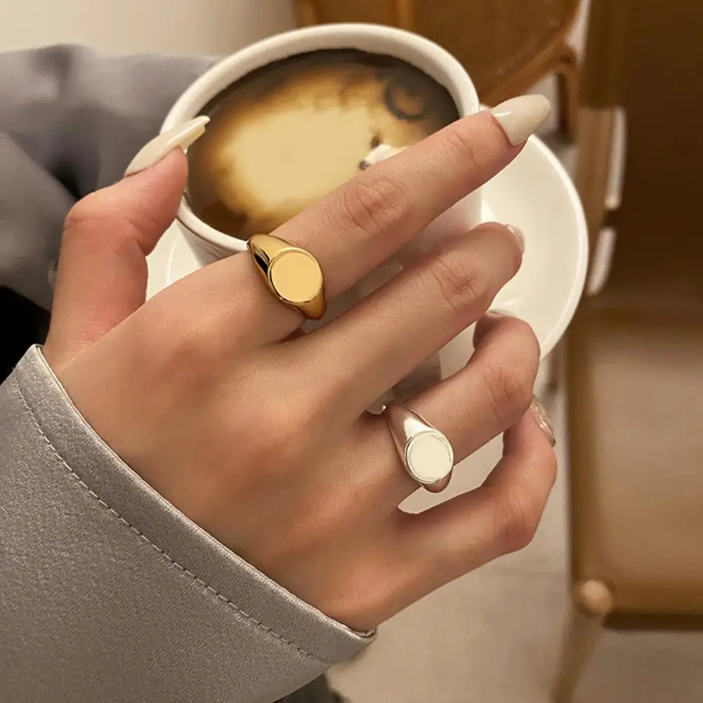 Ring Retro Ring Titanium Steel Jewelry Polished Round Surface Finger Band Simple Style Lightweight Anti-rust Multi-size